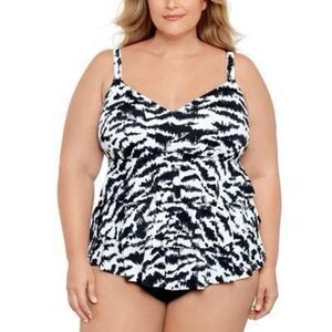 Swim Solutions Plus Size Tummy Control Triple Tier‎ Fauxkini Size 20W
